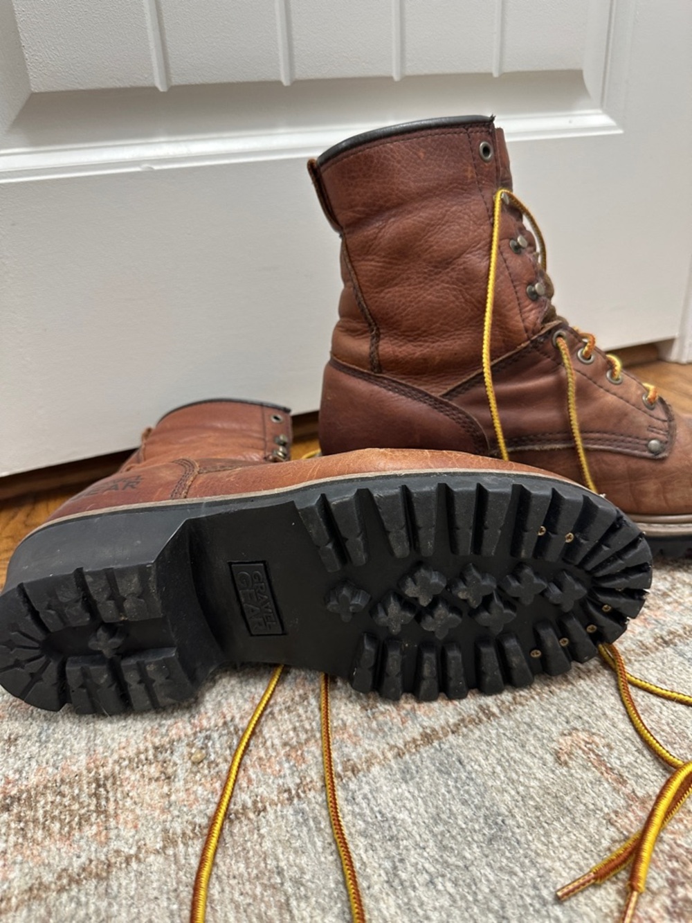 Men's Gravel Wear Brown Leather Lace-Up Work Boots - Rugged Traction